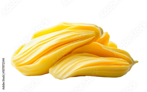 PNG object on clear backdrop. Fresh jackfruit pods in a heap, showcasing their bright yellow color and fibrous texture. Isolated on transparent background.