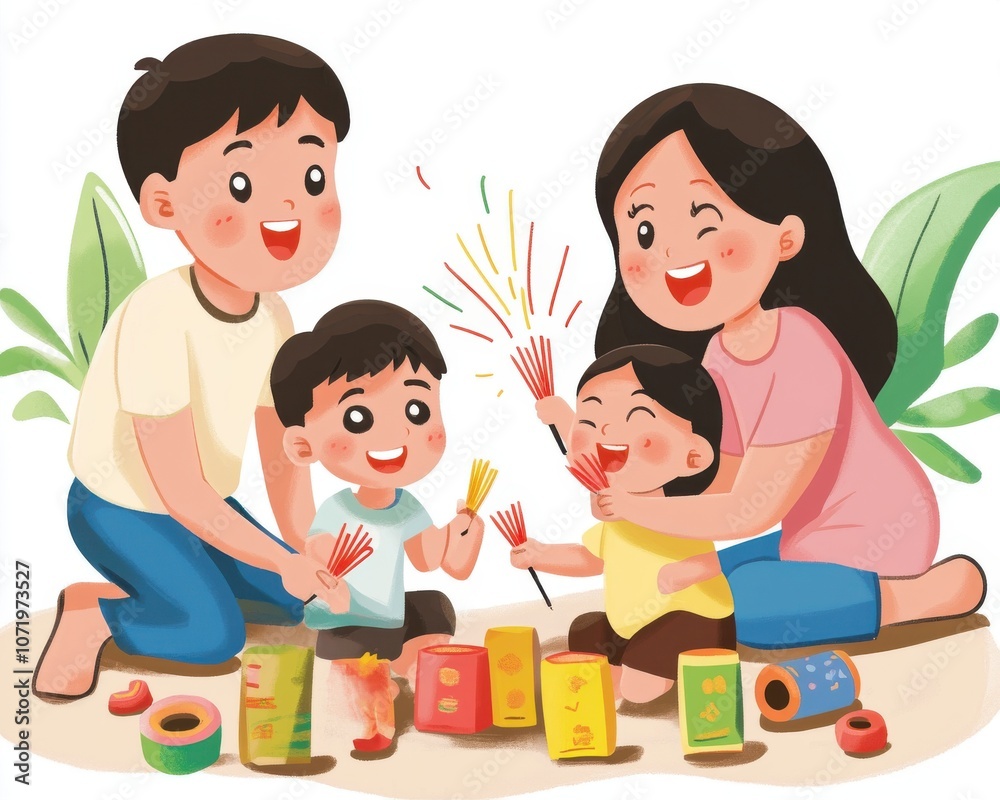 A joyful family creating art together, showcasing creativity and bonding. A joyful family creating art together, showcasing creativity and bonding.