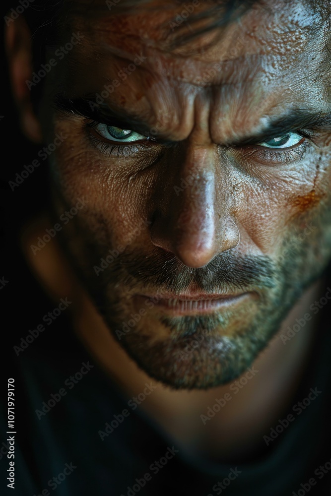 Obraz premium Close-up Portrait of a Serious Man