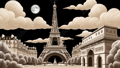Elegant Paris Landscape with Iconic Structures