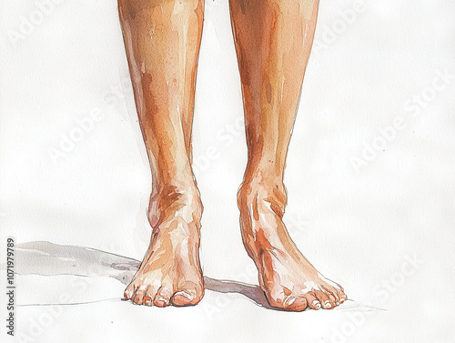 anatomy, legs, human, watercolor, study, painting, art, illustration, drawing, sketch, muscles, bones, joints, feet, toes, knees, thighs, calves, shins, ankles, posture, movement, balance, proportion, photo