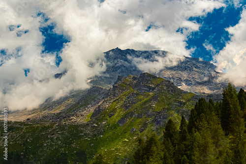 Alpine summer view at the famous Hintertux glacier, Tux, Schwaz, Zell am Ziller, Tyrol, Austria photo