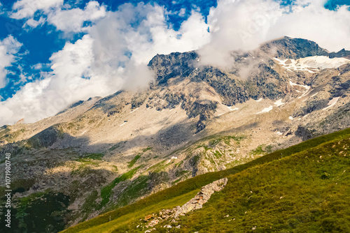 Alpine summer view at the famous Hintertux glacier, Tux, Schwaz, Zell am Ziller, Tyrol, Austria