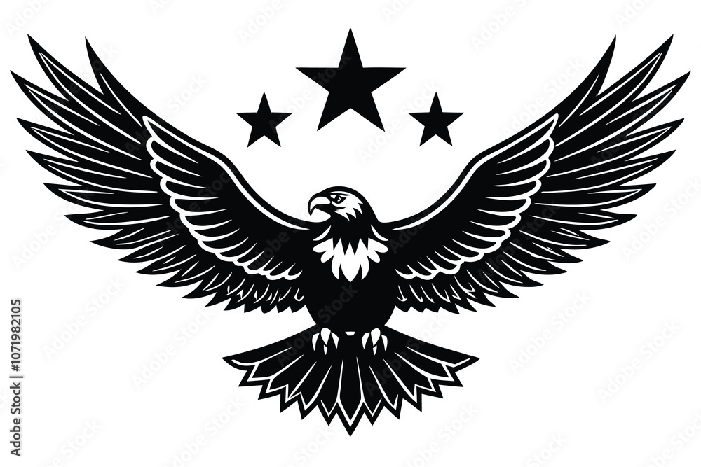 Fototapeta premium Eagle soaring and 3 star on above j.eps