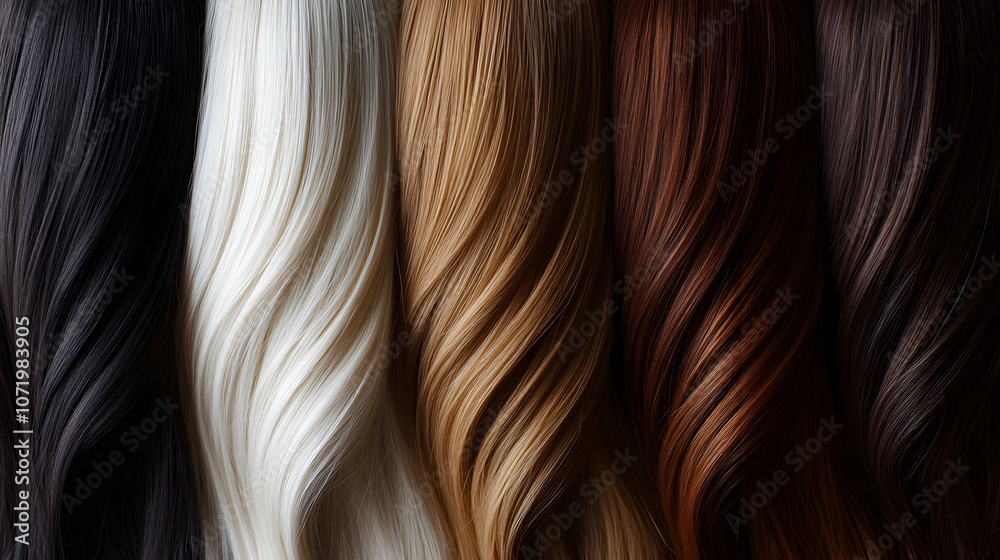 Fototapeta premium Color correction process in a salon, hairstylist blending tones with precision to achieve a perfect blonde shade -