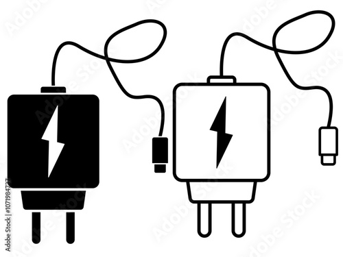 Mobile phone charger line icon. flat style sign for mobile concept and web design. Power adapter outline vector icon. Symbol, logo illustration. Vector graphics