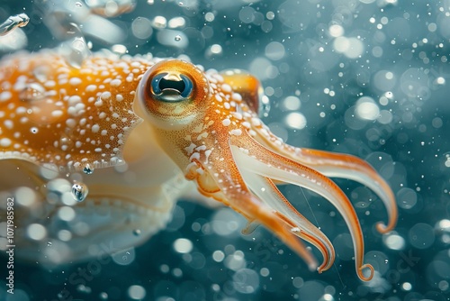 A close up of a squid in water photo