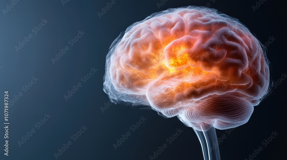 An artistic representation of a brain with intense flames and glow, symbolizing mental energy, creativity, and the interconnectedness of neural pathways in vivid details. An artistic representation of a brain with intense flames and glow, symbolizing mental energy, creativity, and the interconnectedness of neural pathways in vivid details.