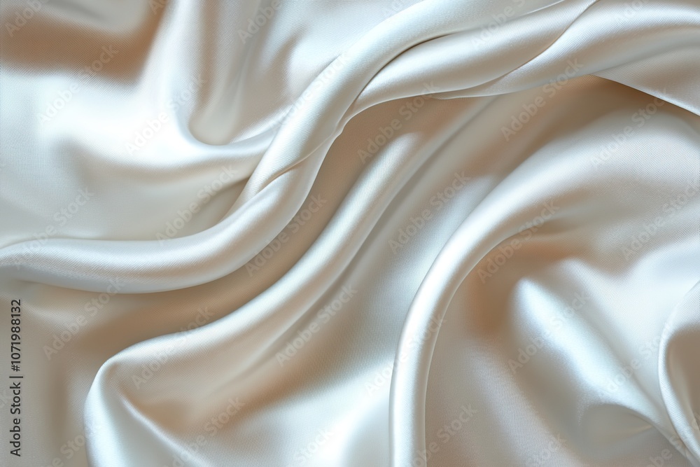 Elegant cream satin fabric with smooth waves Elegant cream satin fabric with smooth waves