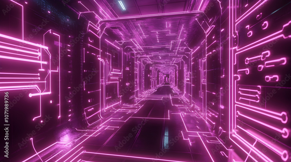 Futuristic neon circuit design with glowing lines and connections, perfect for technology and cyber-themed events - Futuristic neon circuit design with glowing lines and connections, perfect for technology and cyber-themed events -