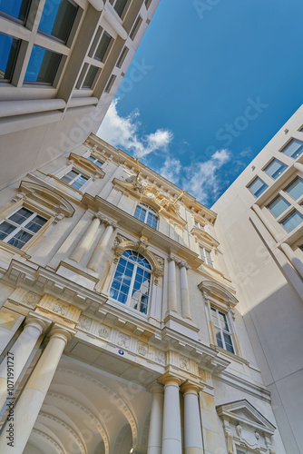 Detail der Fassade des Humboldt Forum nach dem Vorbild des alten Stadtschlosses in Berlin photo