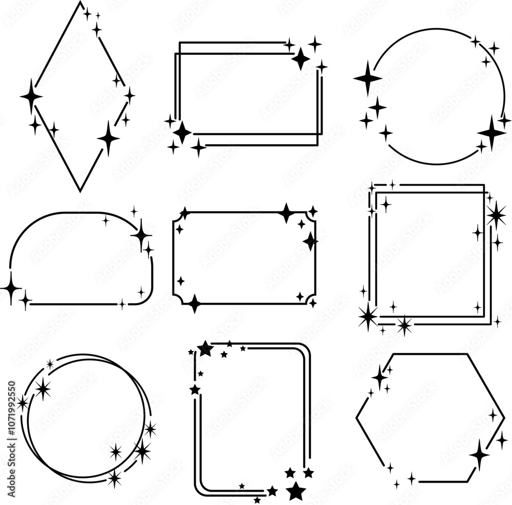starry frame set cartoon. sky celestial, galaxy constellation, cosmos twinkle starry frame sign. isolated symbol vector illustration starry frame set cartoon. sky celestial, galaxy constellation, cosmos twinkle starry frame sign. isolated symbol vector illustration