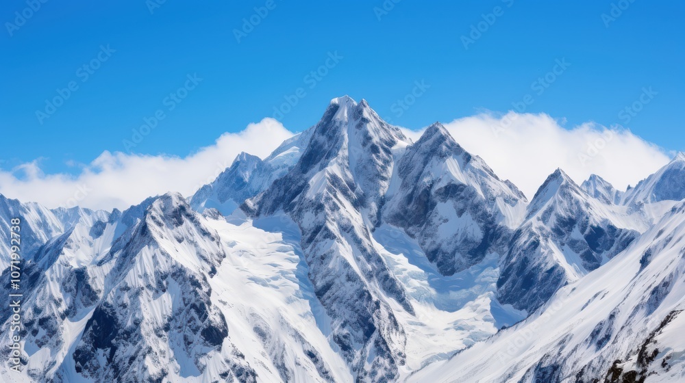 Majestic snow-capped peaks rise against a brilliant blue sky, exuding serenity and timeless beauty, evoking thoughts of adventure and exploration. Majestic snow-capped peaks rise against a brilliant blue sky, exuding serenity and timeless beauty, evoking thoughts of adventure and exploration.