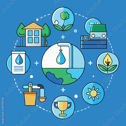 Vector illustration, infographic concept of water saving tips icon. Save water, save earth and be green, environmental protection campaign concept.