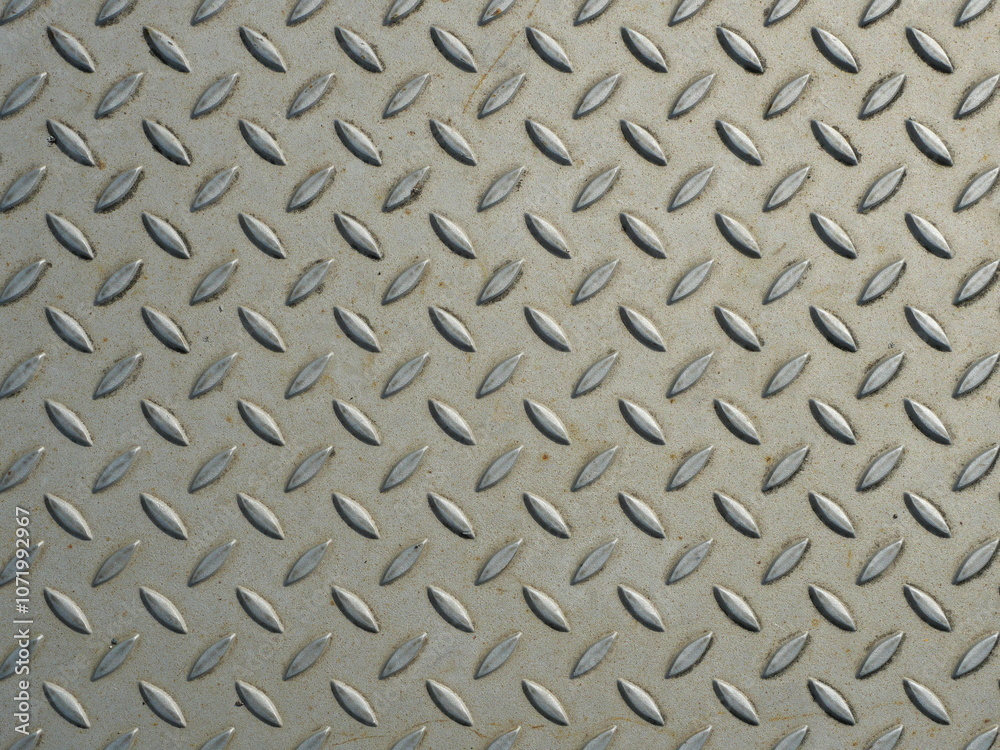 Fototapeta premium chequered plate - The surface of the checker plate with its precise grooves offers a beautiful texture. Ideal as a background for industrial or technical designs.