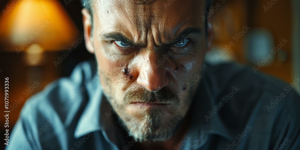 Fototapeta premium Close Up Portrait of Angry Caucasian Man