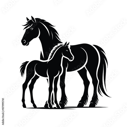 Horse and Foal Silhouette