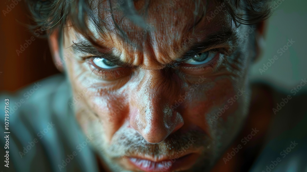 Obraz premium Close Up Angry Man Face Portrait