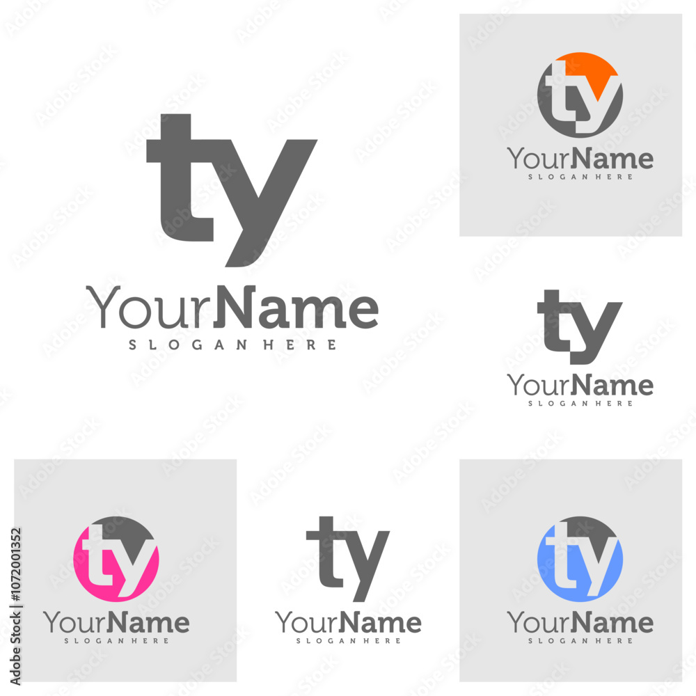Set of Modern letter TY logo design vector. Creative TY logo concepts template Set of Modern letter TY logo design vector. Creative TY logo concepts template