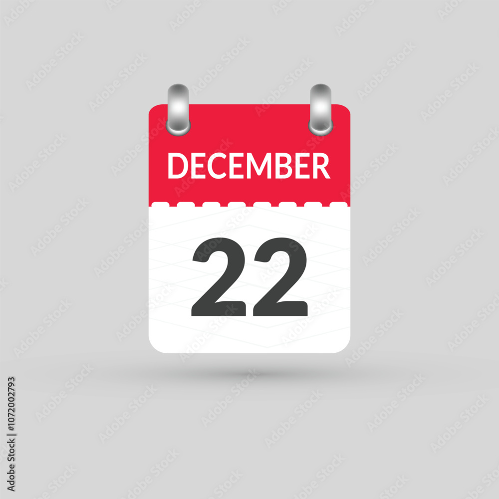 December 22 calendar Date, Month icon December 22 calendar Date, Month icon
