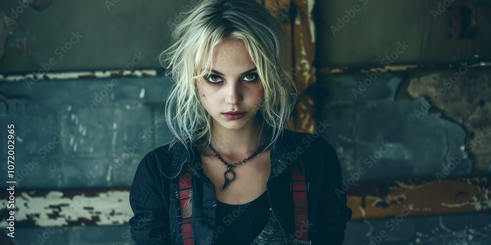 Fototapeta premium Portrait of a young blonde woman with green eyes