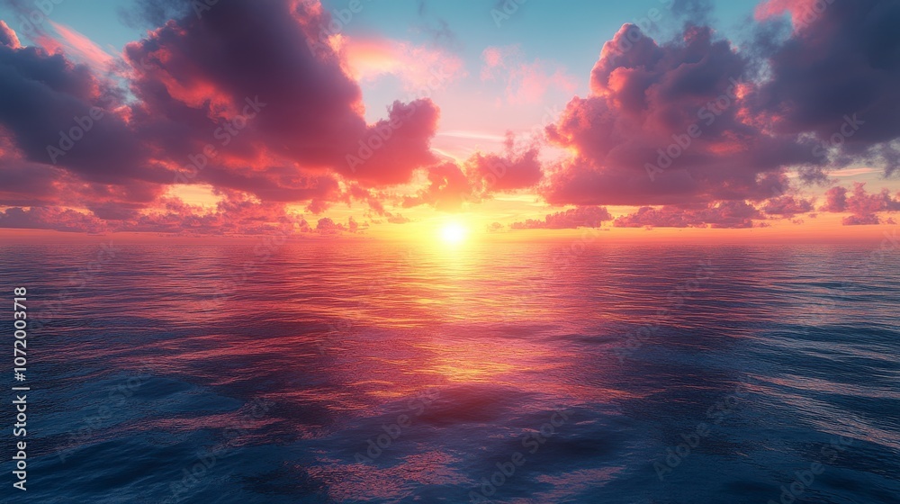 Obraz premium Vibrant Sunset Over the Ocean