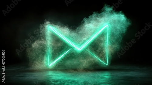 An artistic rendering showing a glowing neon envelope symbol surrounded by swirling smoke, depicting mysteriousness and the secretive nature of communication.
