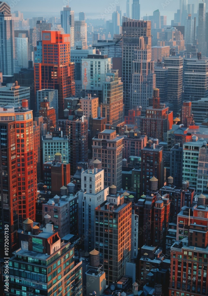 Fototapeta Aerial View of a Busy City Skyline