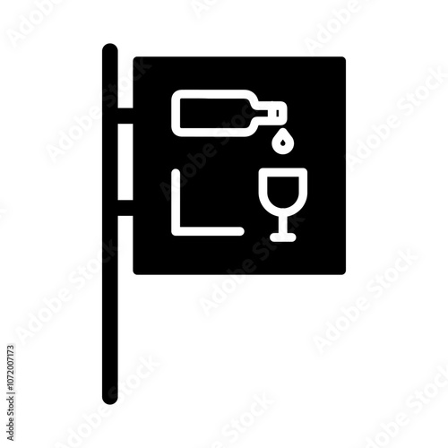 Wine Bar Sign Vector Icon