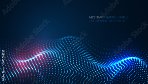 Line wave pattern, big cloud data online innovation digital world technology background, 3D futuristic iot neon vibrant light abstract cyber space.