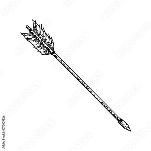 antique arrow hand drawn. retro classic, collectible traditional, old fashioned antique arrow vector sketch. isolated black illustration
