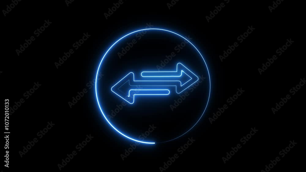 abstract neon line glowing double arrow animation. 4k video on display .
