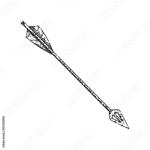 retro arrow hand drawn. classic collectible, traditional old, fashioned timeless retro arrow vector sketch. isolated black illustration