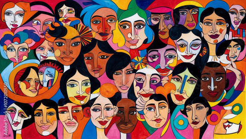 Unity in Diversity: A Vibrant Cubistic Celebration of Individuality