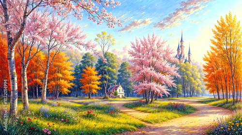 Oil painting an autumn colo...