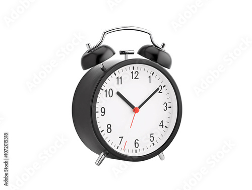 a black alarm clock with bells