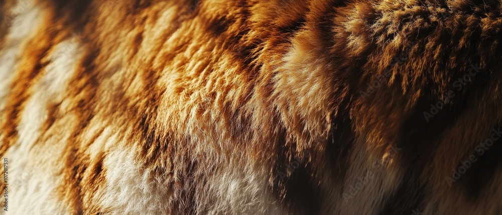 Close-up of tiger fur, showcasing an intricate pattern of orange and black stripes, radiating strength and natural elegance. Close-up of tiger fur, showcasing an intricate pattern of orange and black stripes, radiating strength and natural elegance.