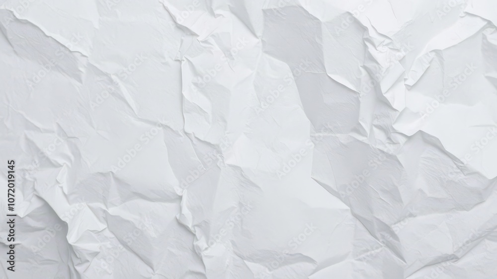 Obraz premium Crumpled white paper background with light shadow, details, creased, rough