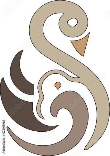 The design of the swan animal anagram symbol logo icon as a depiction of the mascot silhouette of the company's logo which is currently developing in the service sector