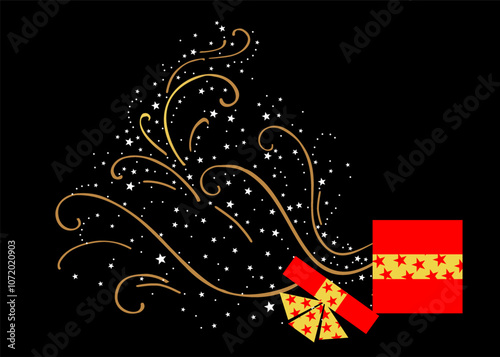Happy new year greeting christmas card design with red gift box covered with red gift paper on white background vector EPS