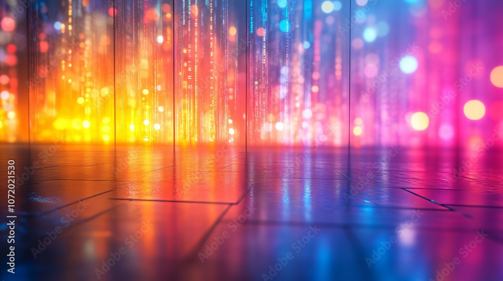 A vibrant and dreamy depiction of data center lights emitting various colors, creating an abstract and digitally futuristic ambiance A vibrant and dreamy depiction of data center lights emitting various colors, creating an abstract and digitally futuristic ambiance