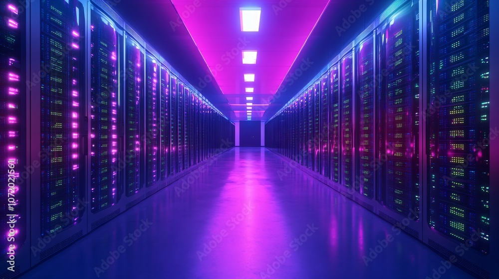 A vibrant and dreamy depiction of data center lights emitting various colors, creating an abstract and digitally futuristic ambiance A vibrant and dreamy depiction of data center lights emitting various colors, creating an abstract and digitally futuristic ambiance