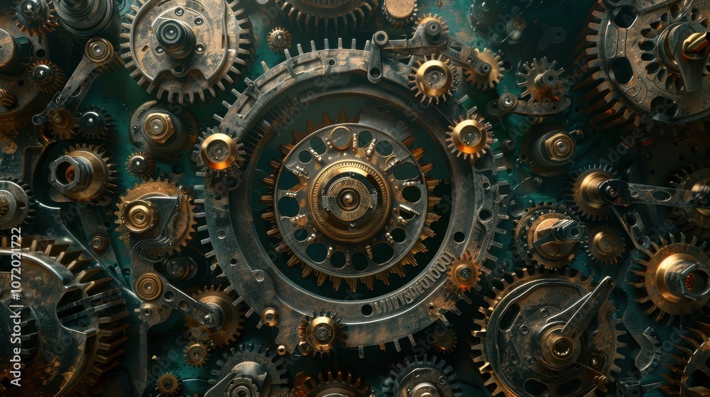 A close-up of intricate gears and mechanisms, showcasing industrial design and engineering.