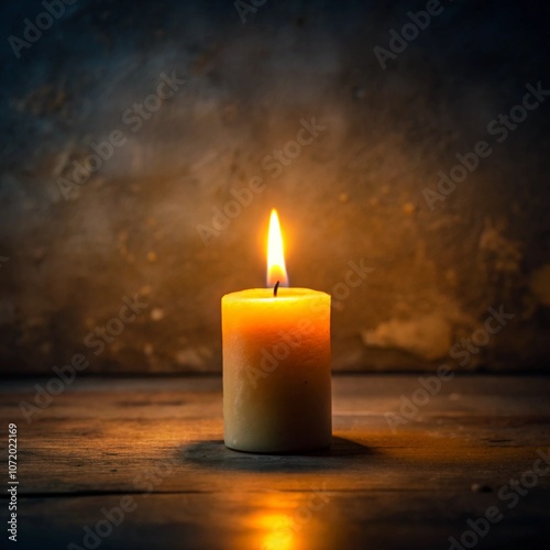 Candle Illuminating a Dark Room