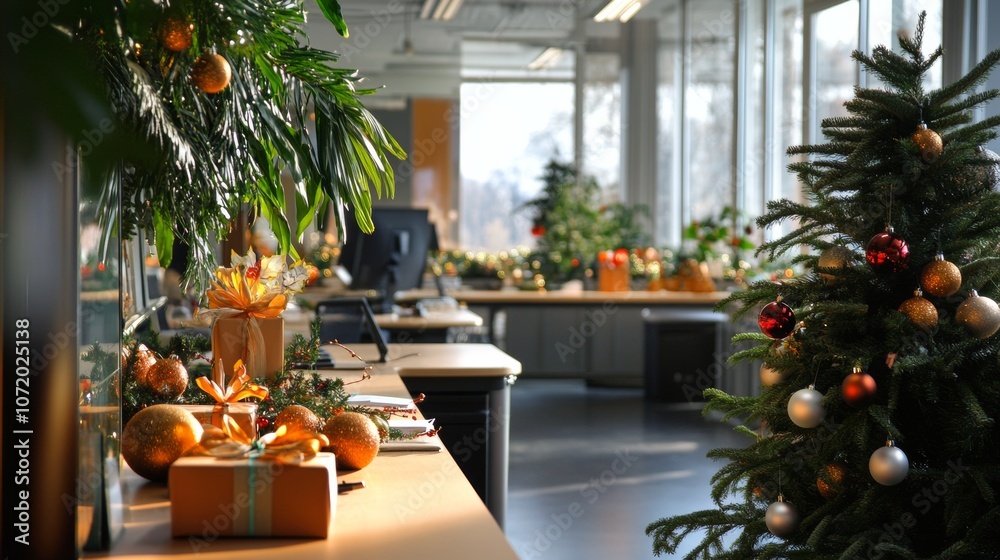 Obraz premium work office with Christmas decoration