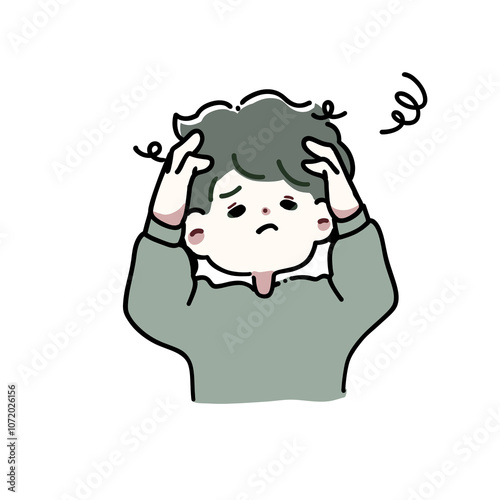 頭を抱えで悩む男性のイラスト