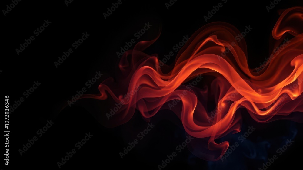 Abstract swirls of smoke illuminated by colorful lights on a dark background, dark, black, swirls