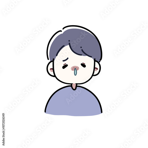 鼻水が出ている男性のイラスト