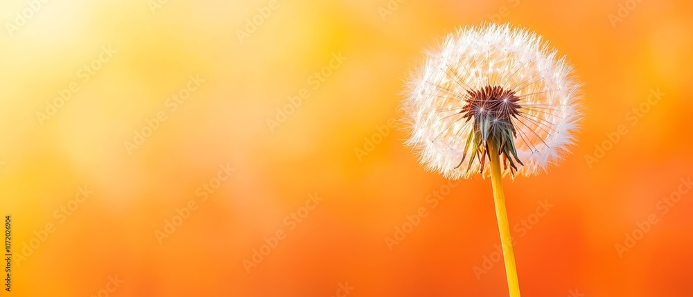 Obraz premium A dandelion with a yellow background