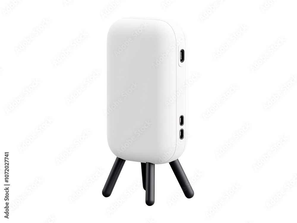 a white rectangular object with black legs a white rectangular object with black legs